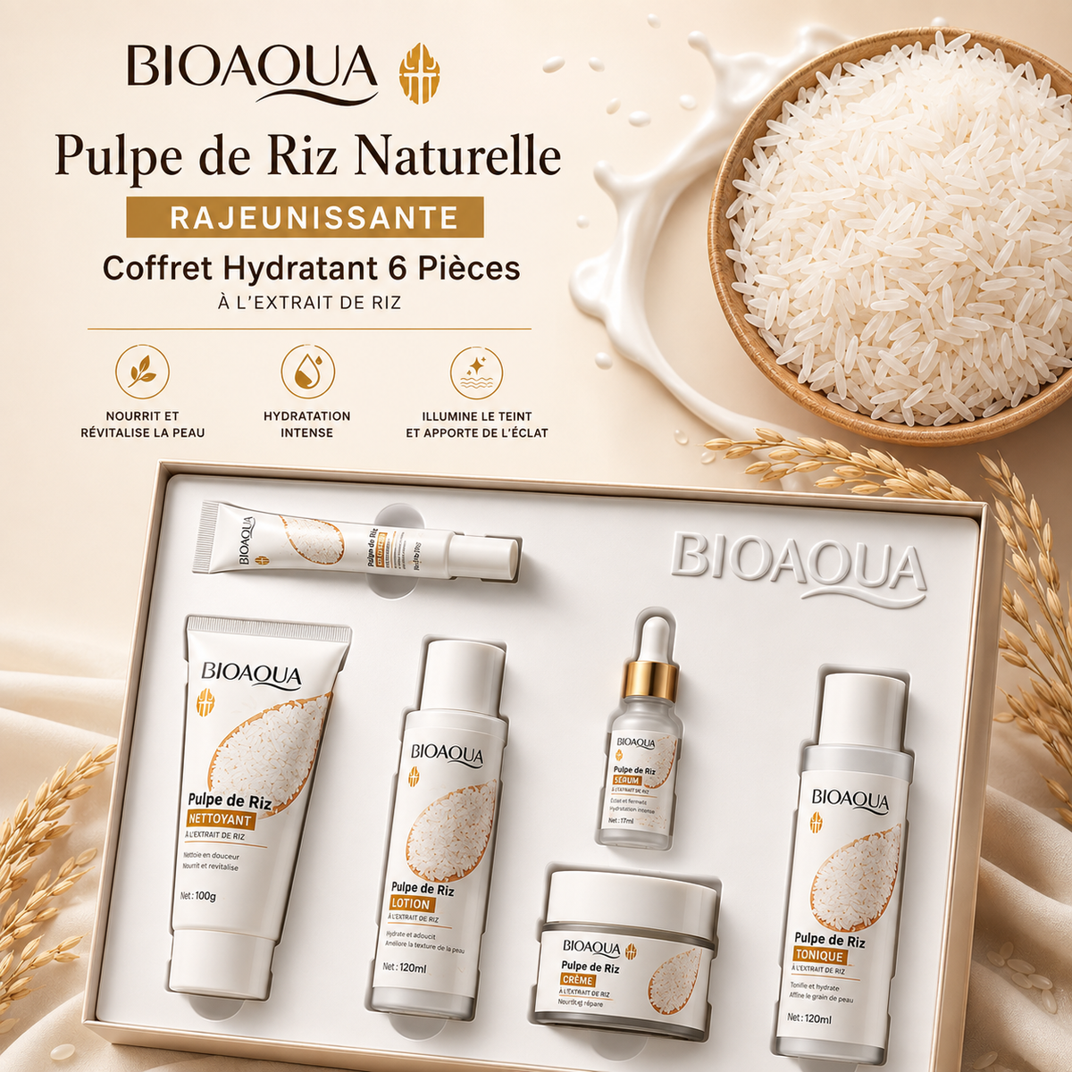 Coffret Bioaqua Pulpe de Riz 6 pièces à l'extrait de riz